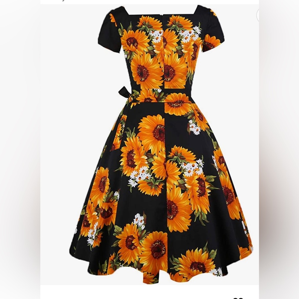 Like NEW! Classic Tea Dress Short Sleeve Swing Cocktail Party Dress with Pockets - Picture 2 of 7